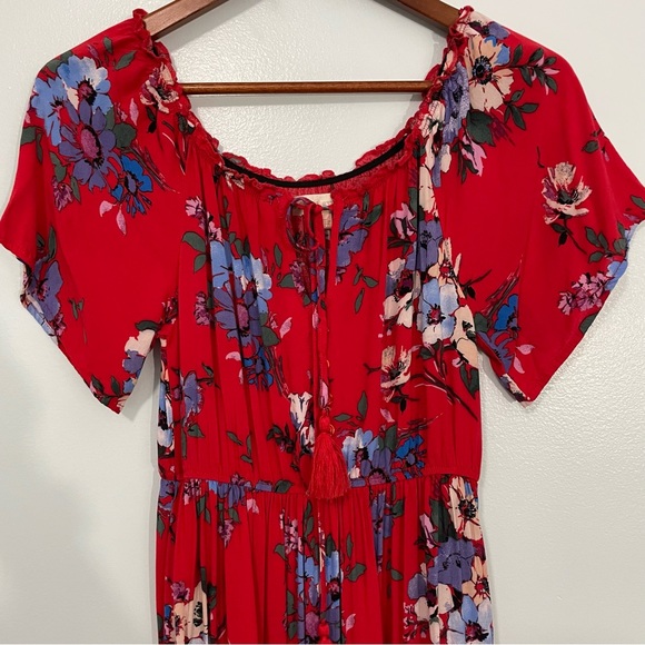 BAND OF GYPSIES Boho Red Floral Maxi Dress Size S - Picture 2 of 10